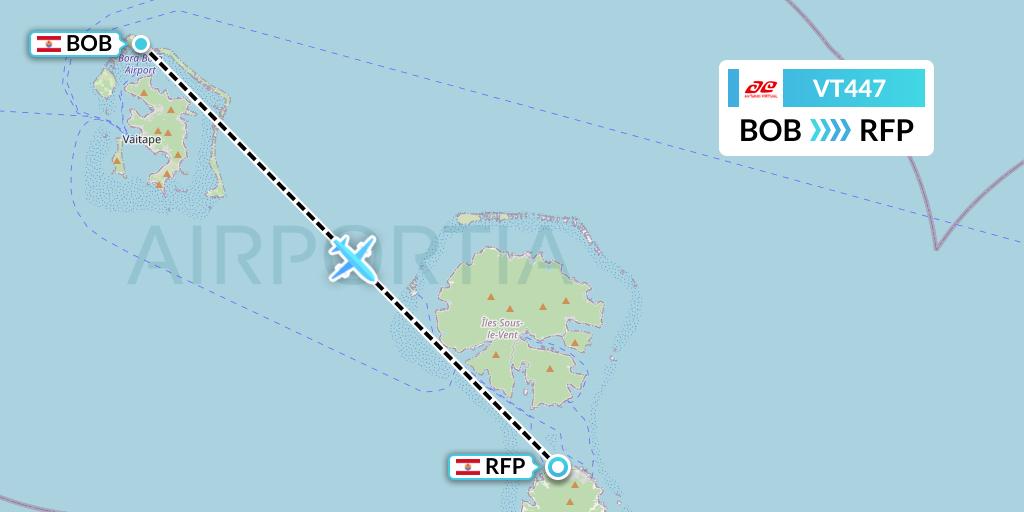 VT447 Air Tahiti Flight Map: Bora Bora to Raiatea