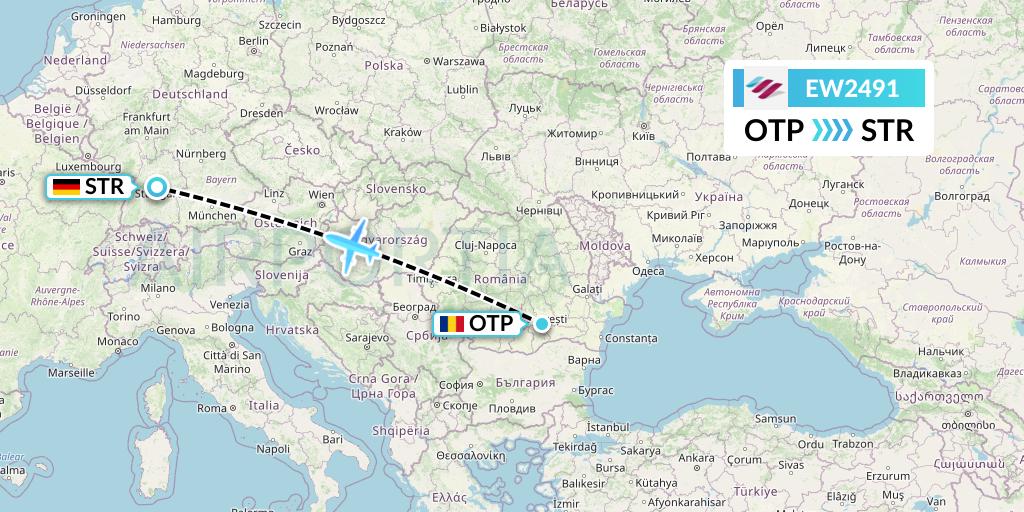 EW2491 Eurowings Flight Map: Bucharest to Stuttgart