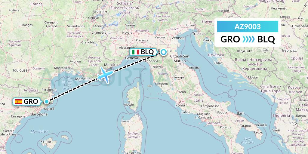 AZ9003 ITA Airways Flight Map: Girona to Bologna