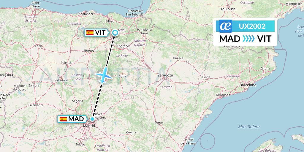 UX2002 Air Europa Flight Map: Madrid to Vitoria