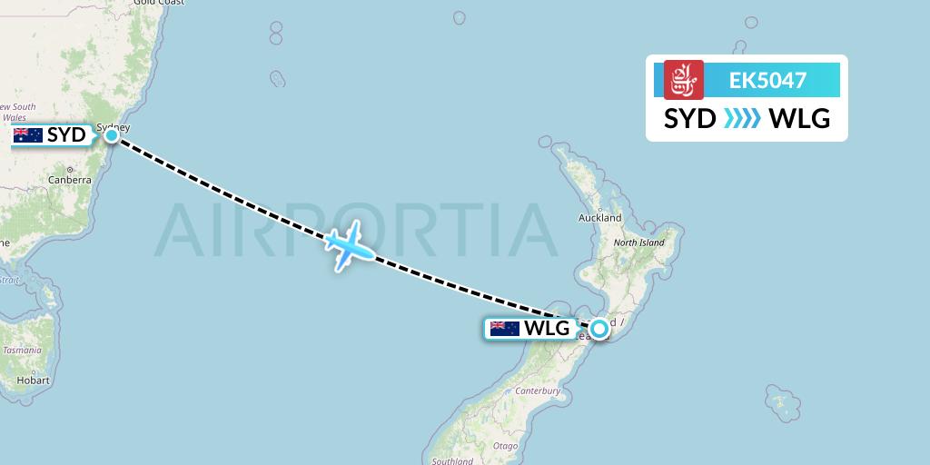 EK5047 Emirates Flight Map: Sydney to Wellington
