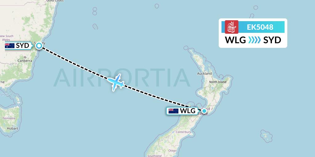 EK5048 Emirates Flight Map: Wellington to Sydney