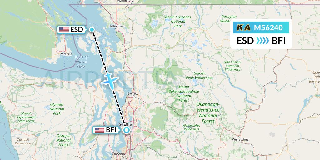 M56240 Kenmore Air Flight Map: Eastsound to Seattle