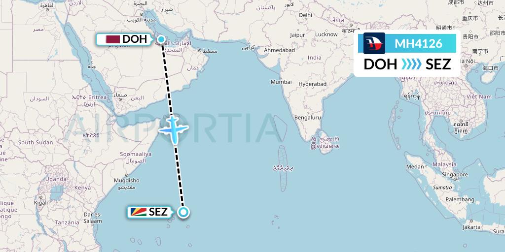 MH4126 Malaysia Airlines Flight Map: Doha to Victoria