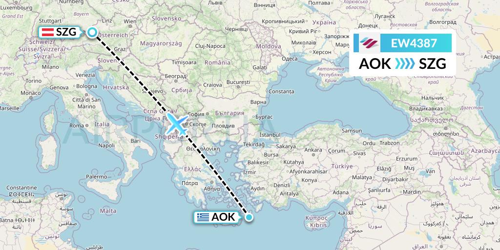 EW4387 Eurowings Flight Map: Karpathos to Salzburg
