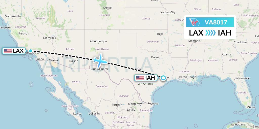 VA8017 Virgin Australia Flight Map: Los Angeles to Houston