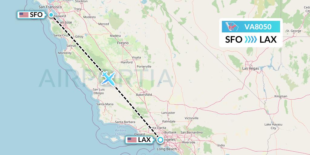VA8050 Virgin Australia Flight Map: San Francisco to Los Angeles