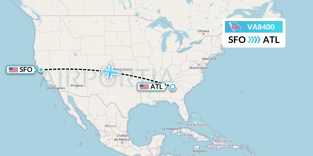 VA8400 Virgin Australia Flight Map: San Francisco to Atlanta