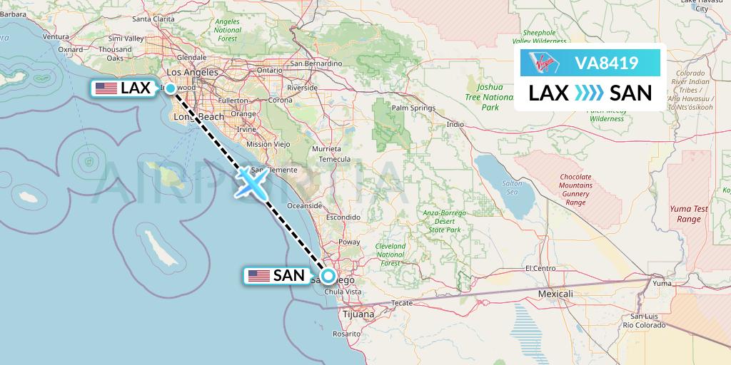 VA8419 Virgin Australia Flight Map: Los Angeles to San Diego