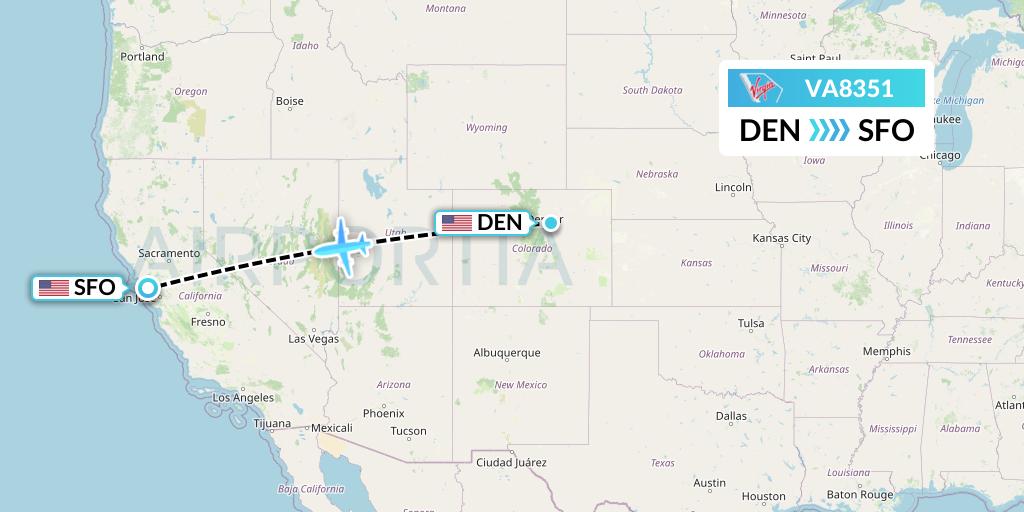 VA8351 Virgin Australia Flight Map: Denver to San Francisco
