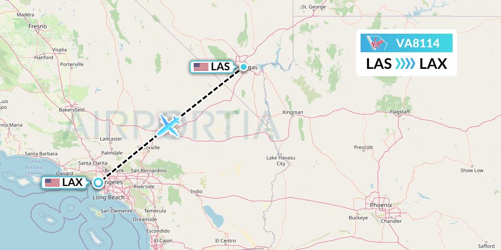 VA8114 Virgin Australia Flight Map: Las Vegas to Los Angeles
