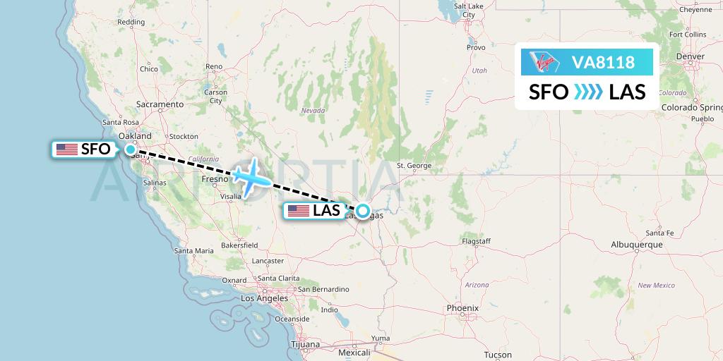 VA8118 Virgin Australia Flight Map: San Francisco to Las Vegas