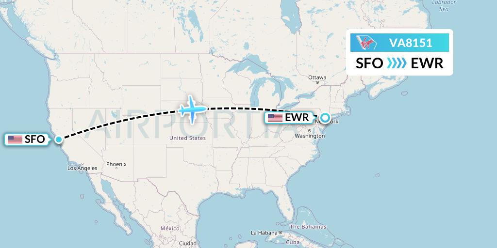 VA8151 Virgin Australia Flight Map: San Francisco to New York
