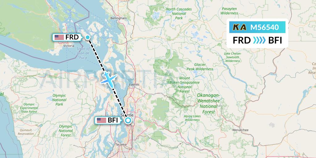M56540 Kenmore Air Flight Map: Friday Harbor to Seattle