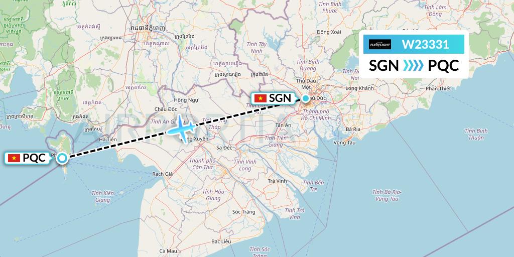 W23331 Flex Flight Flight Map: Ho Chi Minh City to Phu Quoc