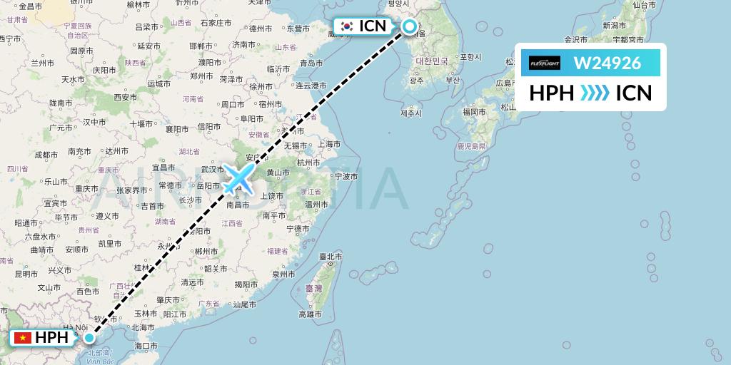 W24926 Flex Flight Flight Map: Haiphong to Seoul