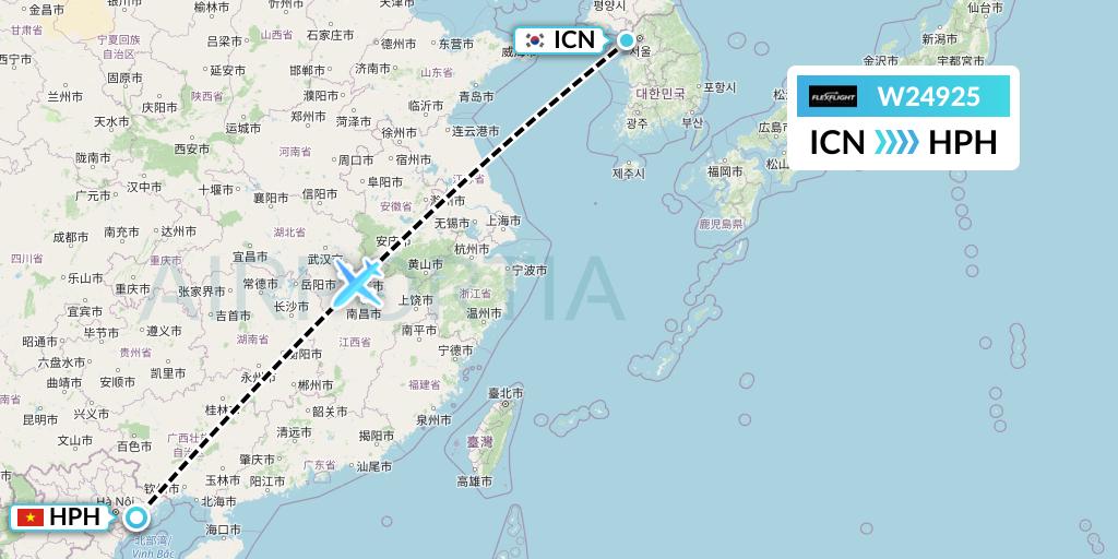 W24925 Flex Flight Flight Map: Seoul to Haiphong