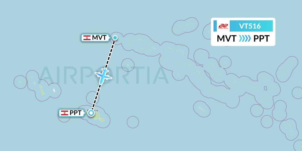 VT516 Air Tahiti Flight Map: Mataiva to Papeete