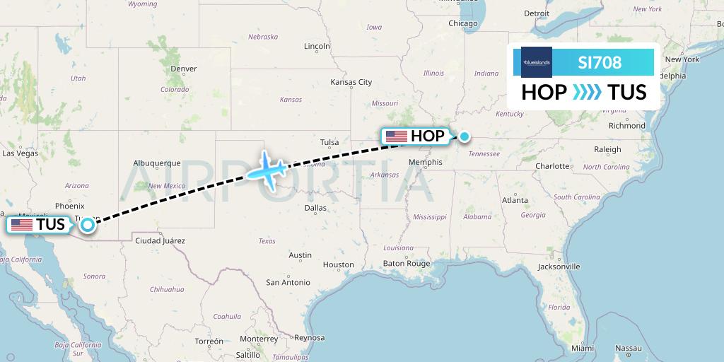 SI708 Blue Islands Flight Map: Hopkinsville to Tucson
