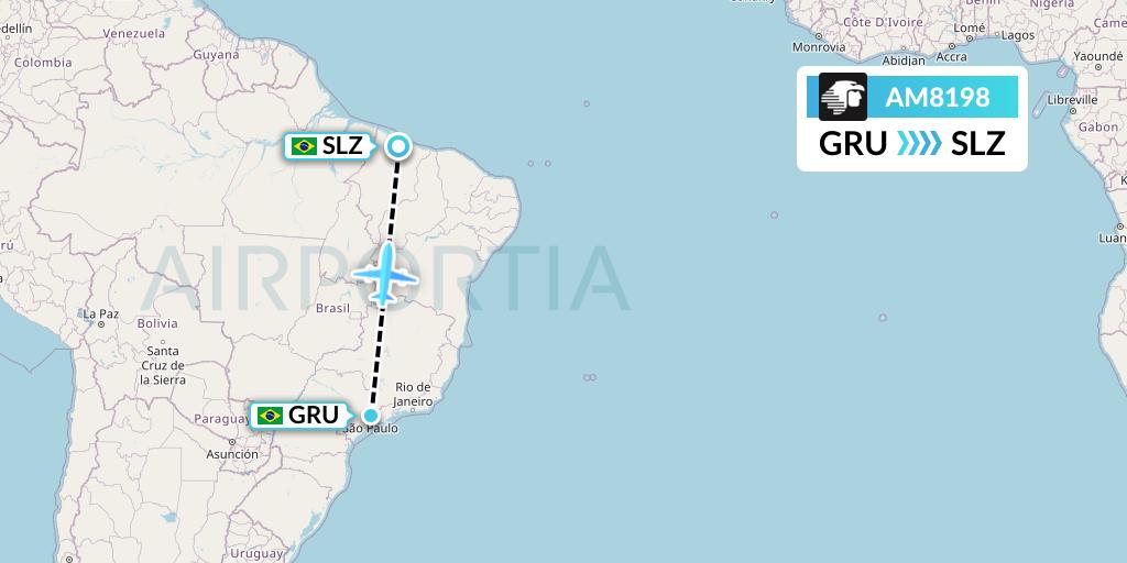 AM8198 Aeromexico Flight Map: Sao Paulo to Sao Luis
