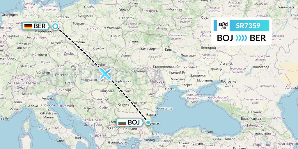 SR7359 SundAir Flight Map: Burgas to Berlin