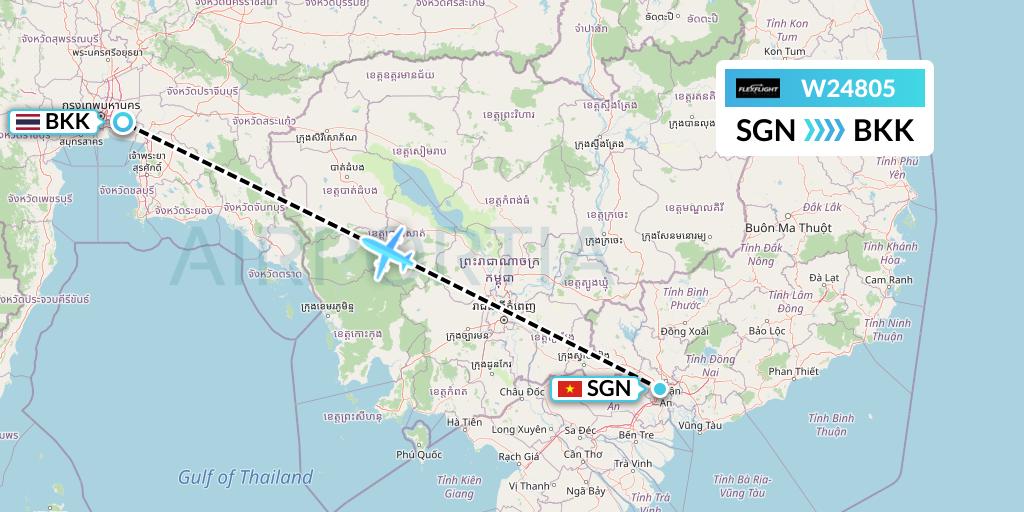 W24805 Flex Flight Flight Map: Ho Chi Minh City to Bangkok