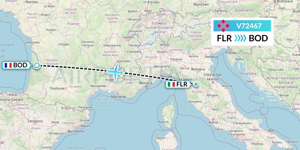 V72467 Volotea Flight Map: Florence to Bordeaux