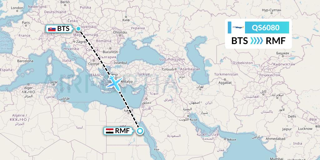 QS6080 Smartwings Flight Map: Bratislava to Marsa Alam