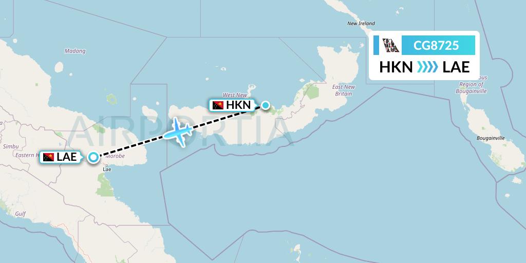 CG8725 Airlines PNG Flight Map: Hoskins to Lae