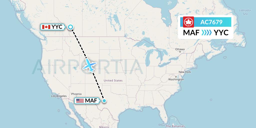 AC7679 Air Canada Flight Map: Midland to Calgary
