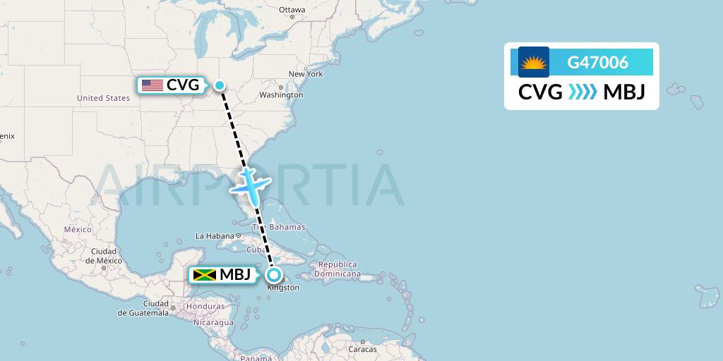 G47006 Allegiant Air Flight Map: Cincinnati to Montego Bay