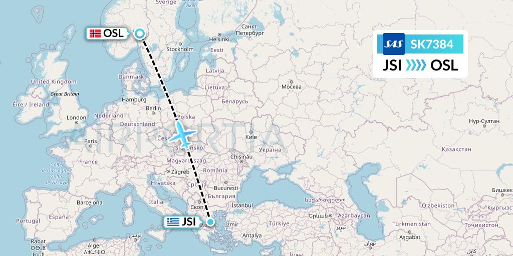 SK7384 SAS Flight Map: Skiathos to Oslo