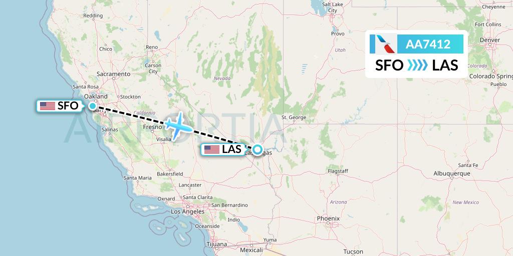 AA7412 American Airlines Flight Map: San Francisco to Las Vegas