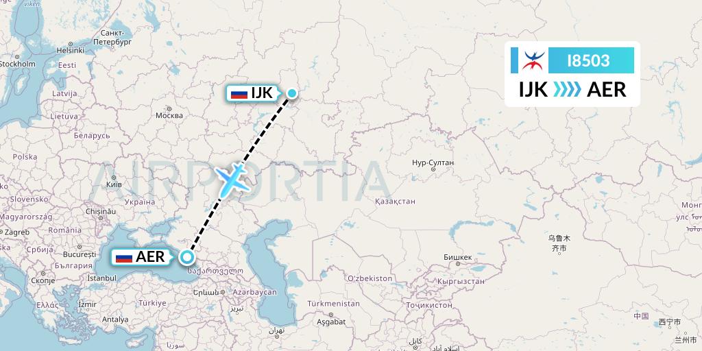 I8503 Izhavia Flight Map: Izhevsk to Sochi