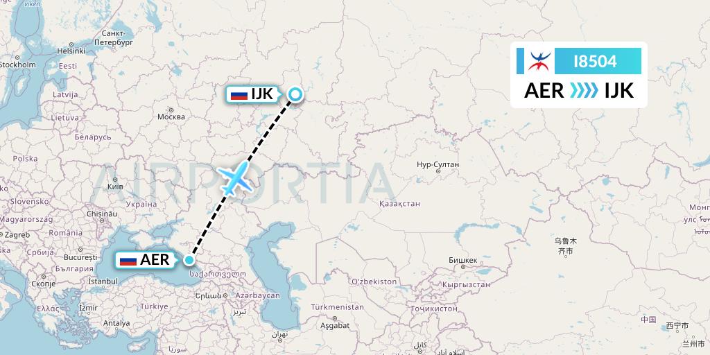 I8504 Izhavia Flight Map: Sochi to Izhevsk