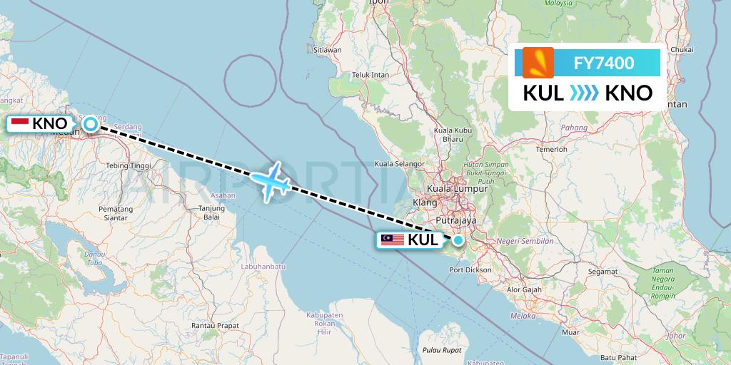 FY7400 Firefly Flight Map: Kuala Lumpur to Medan
