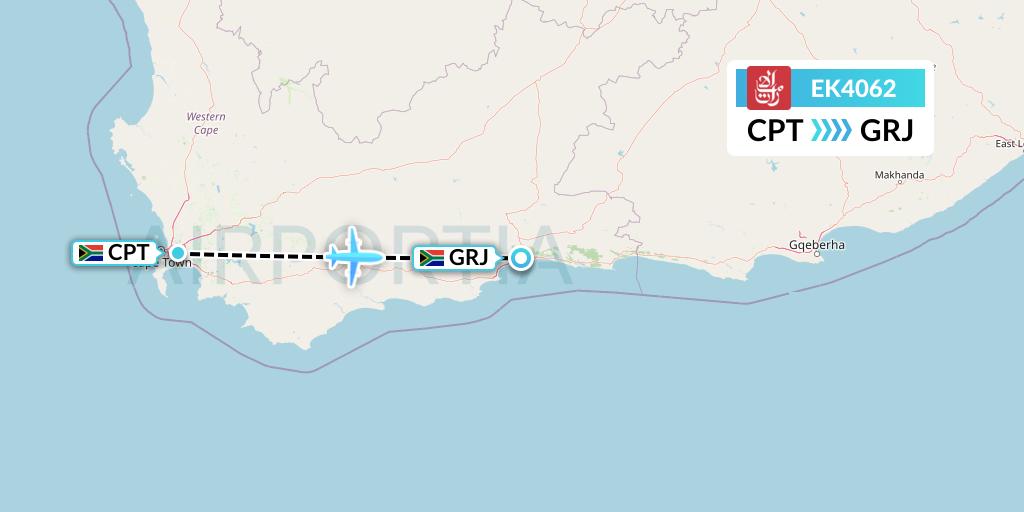EK4062 Emirates Flight Map: Cape Town to George