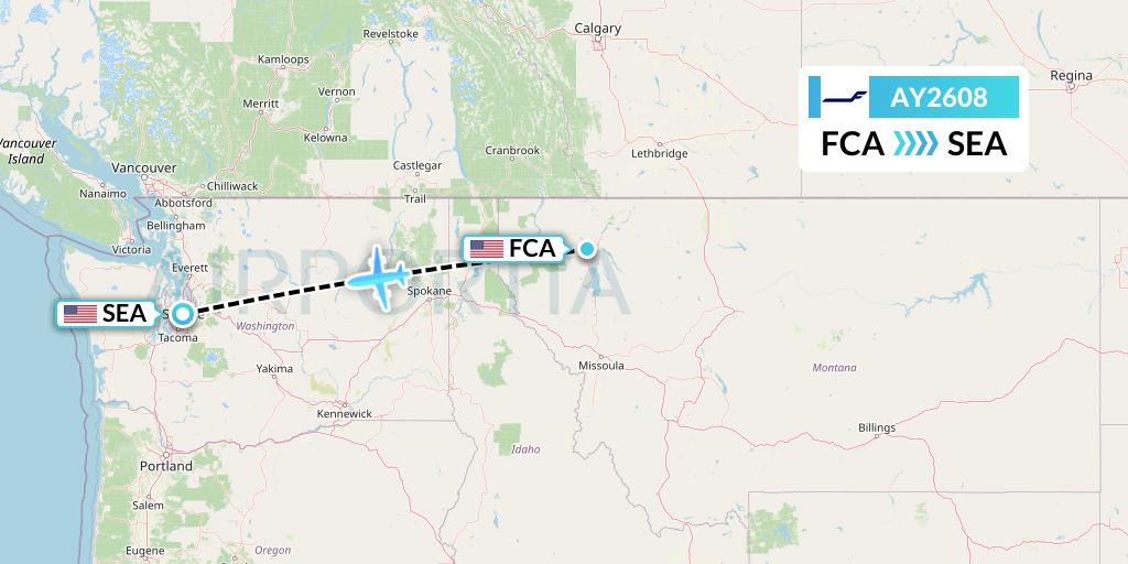AY2608 Finnair Flight Map: Kalispell to Seattle