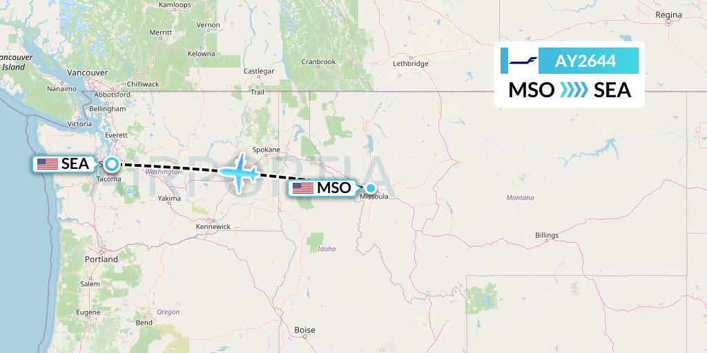AY2644 Finnair Flight Map: Missoula to Seattle