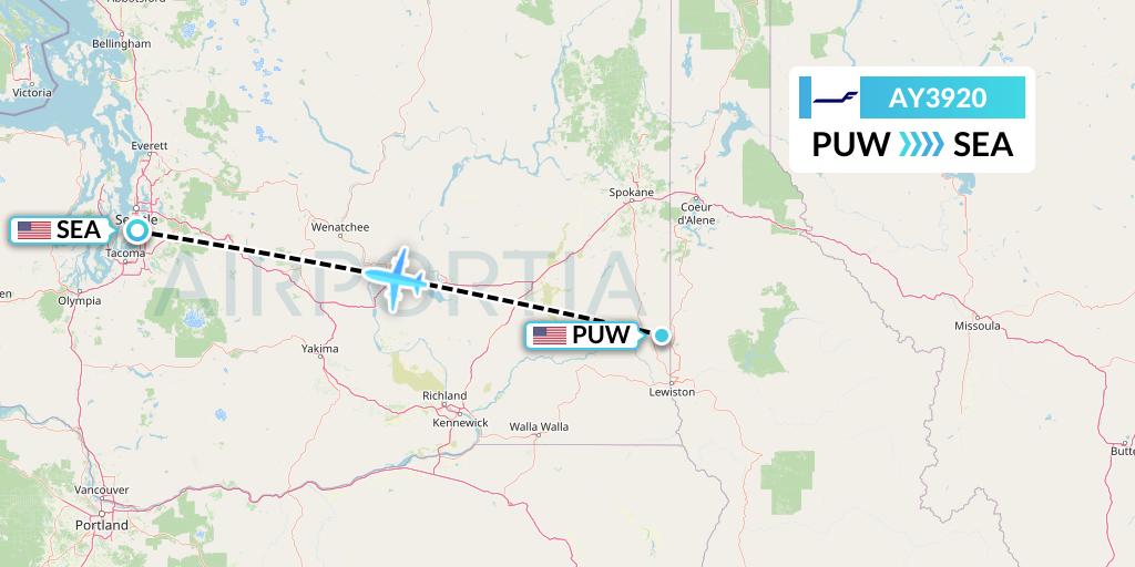 AY3920 Finnair Flight Map: Pullman to Seattle