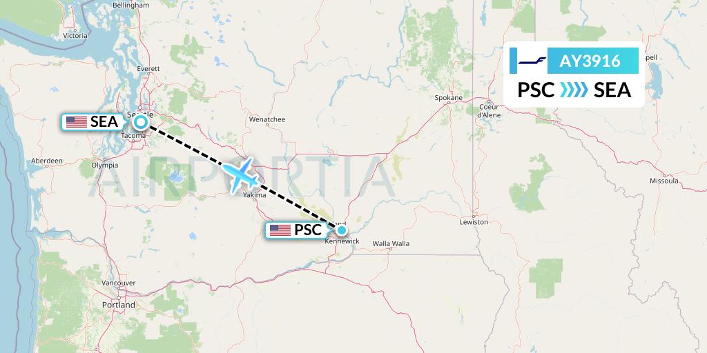 AY3916 Finnair Flight Map: Pasco to Seattle