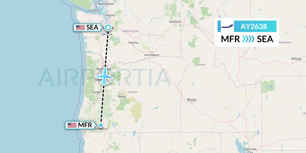 AY2638 Finnair Flight Map: Medford to Seattle