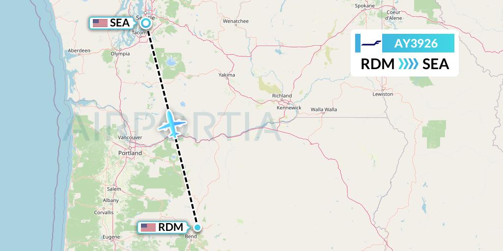 AY3926 Finnair Flight Map: Redmond to Seattle