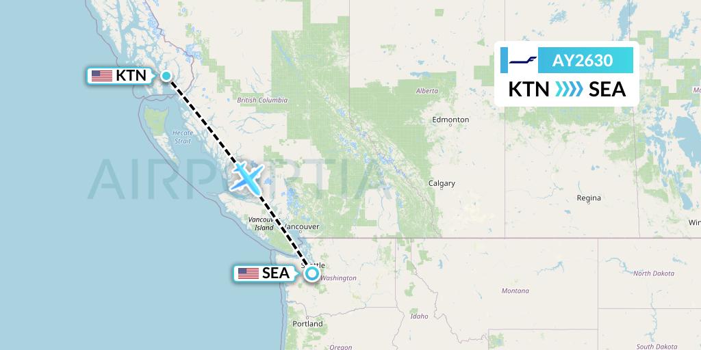 AY2630 Finnair Flight Map: Ketchikan to Seattle