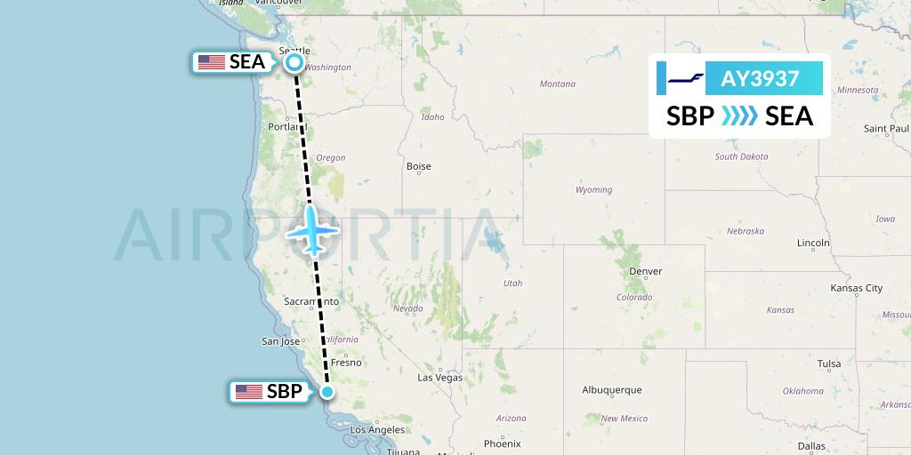 AY3937 Finnair Flight Map: San Luis Obispo to Seattle