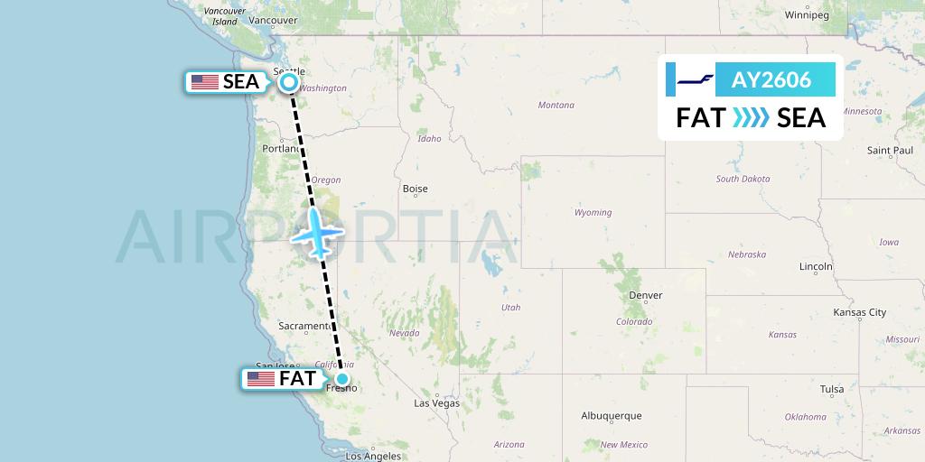 AY2606 Finnair Flight Map: Fresno to Seattle