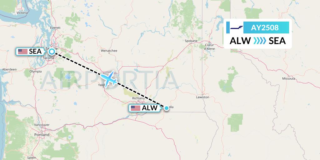 AY2508 Finnair Flight Map: Walla Walla to Seattle