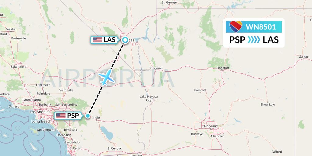 WN8501 Southwest Airlines Flight Map: Palm Springs to Las Vegas