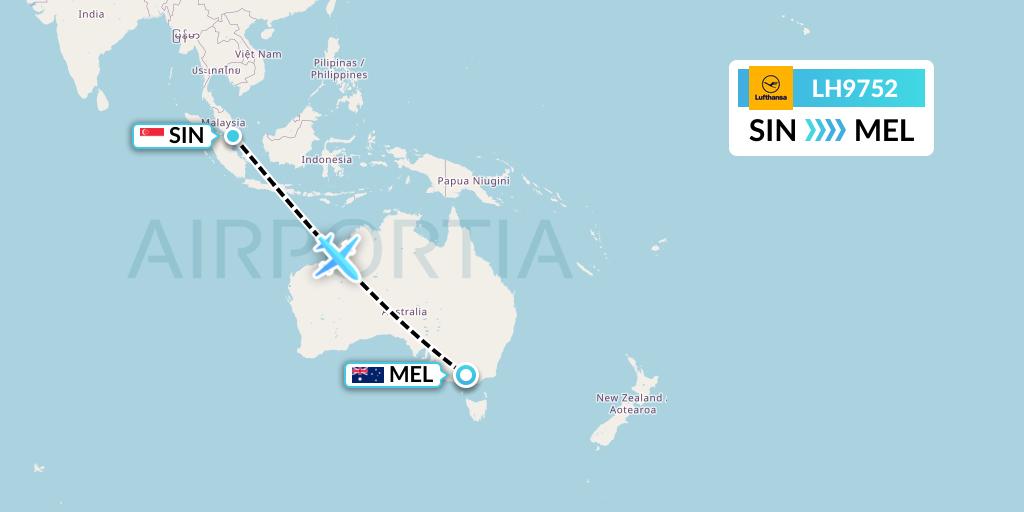 LH9752 Lufthansa Flight Map: Singapore to Melbourne