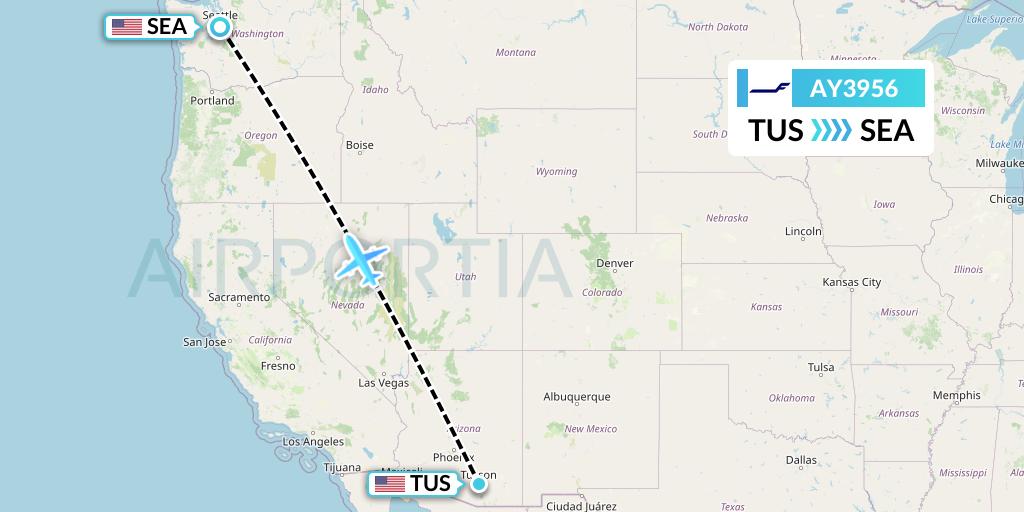 AY3956 Finnair Flight Map: Tucson to Seattle